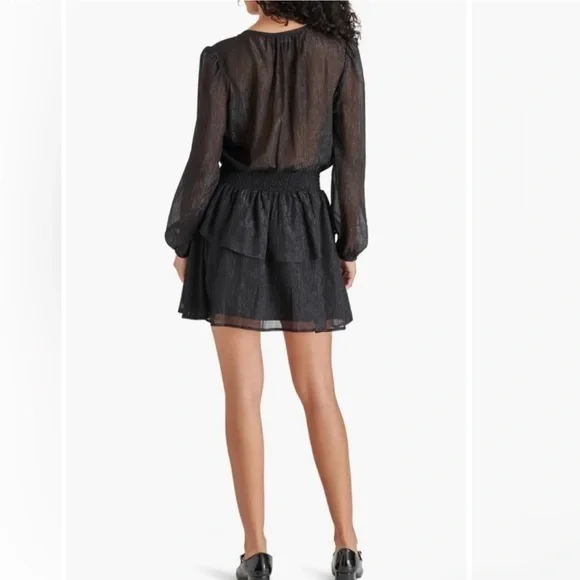 ⭐️ NWT- Steve Madden smocked waist black mini dress - size XS - Picture 3 of 10